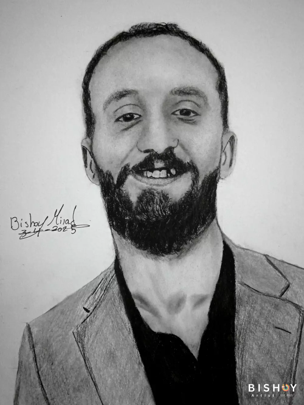 هارسم بورتريه واقعي يدوي بالقلم الرصاص أو الفحم بجودة عالية