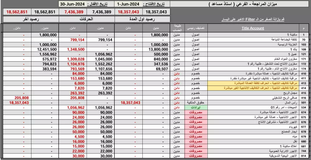 برنامج محاسبي , ميزان مراجعة وقائمتي الدخل والمركز المالي