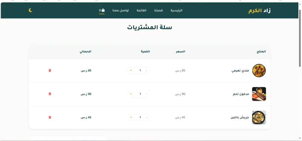 تصميم صفحة هبوط احترافية لمطعم مع منيو وسلة طلبات قابلة للتعديل