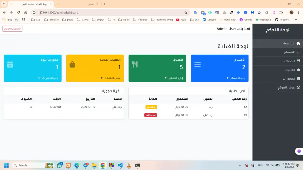 نظام إدارة مطعم متكامل (Restaurant Management System)