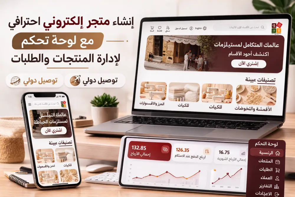 سأقوم بإنشاء متجر إلكتروني احترافي مع لوحة تحكم لإدارة المنتجات والطلبات