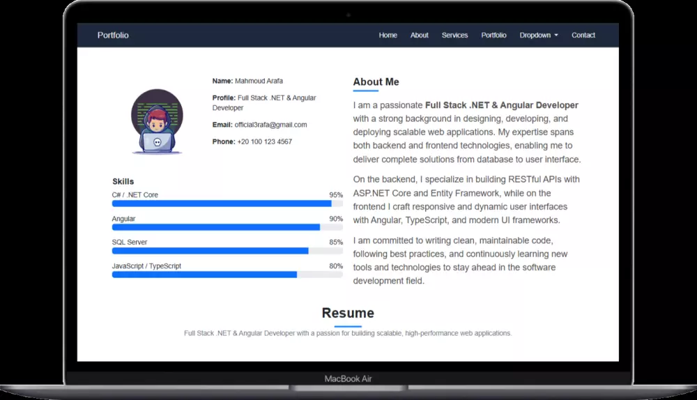 تصميم صفحة هبوط احترافية لعرض سيرتك ومهاراتك - Landing page