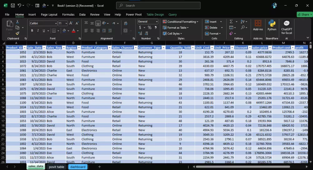 تنظيف وتحليل البيانات باستخدام الاكسل او بايثون