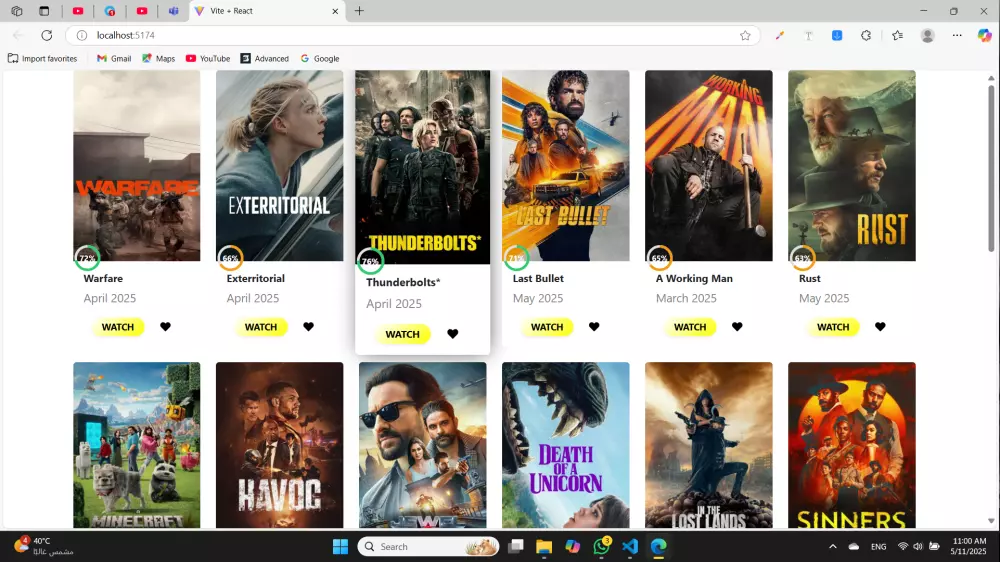 تصميم موقع ويب لعرض الأفلام والمسلسلات (صفحات: أفلام - مسلسلات - مفضلة)