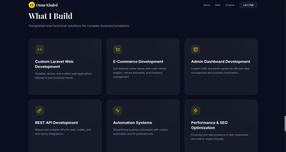 تصميم وتطوير بورتفوليو احترافي باستخدام Laravel مع لوحة تحكم