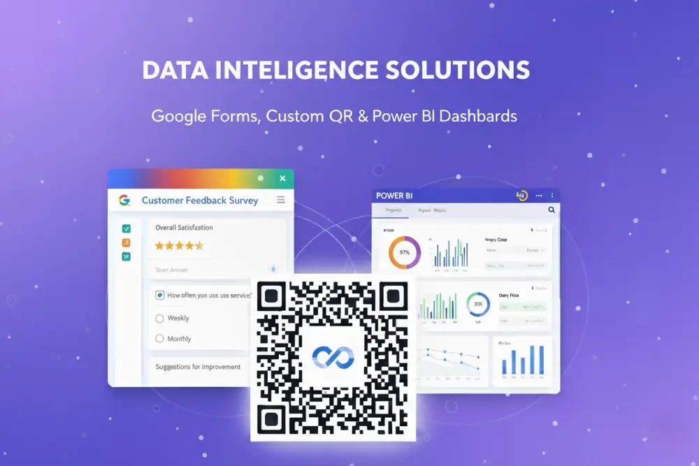 تصميم استبيانات جوجل فورم، QR احترافي، وتحليل تفاعلي بـ Power BI.