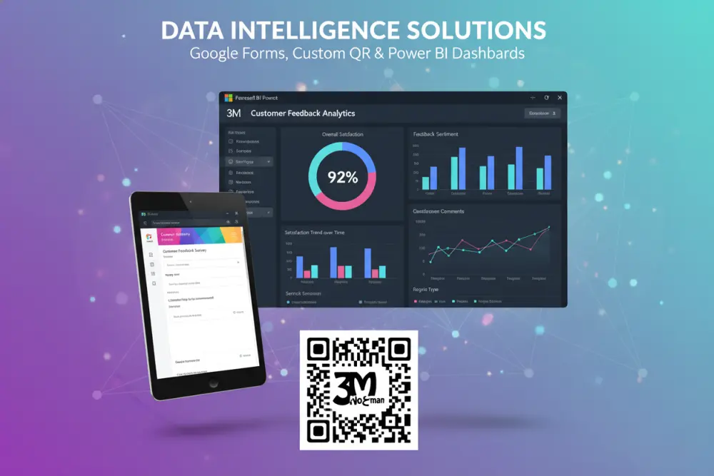 تصميم استبيانات جوجل فورم، QR احترافي، وتحليل تفاعلي بـ Power BI.