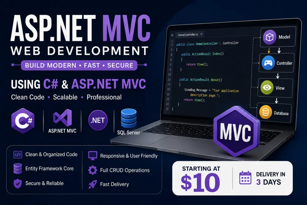 سأقوم بتطوير موقع ويب بسيط باستخدام ASP.NET MVC وC#