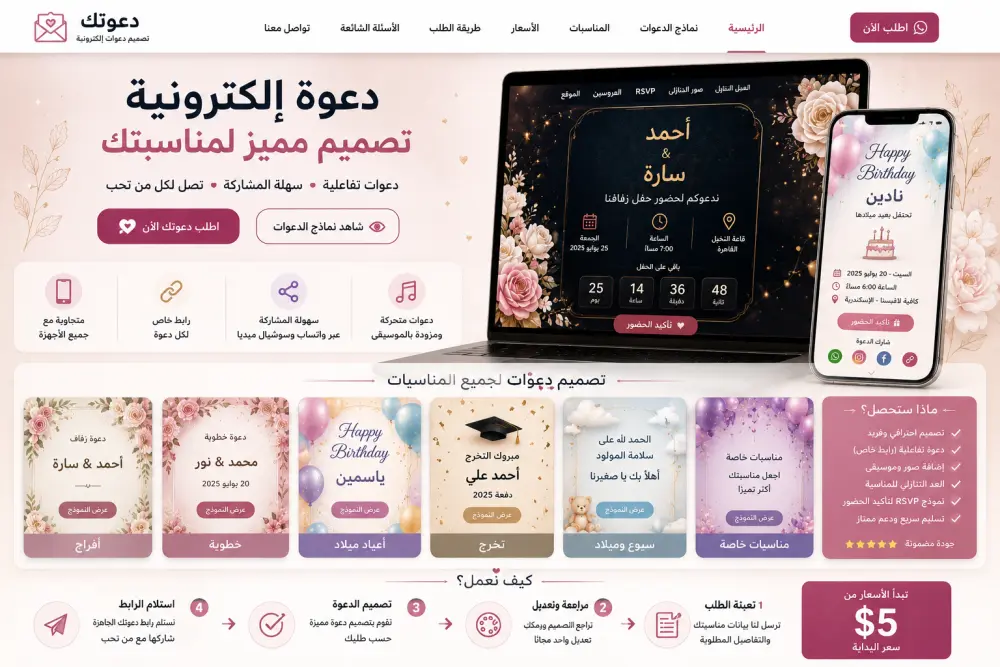 سأقوم بتصميم دعوة إلكترونية مميزة للأفراح وأعياد الميلاد