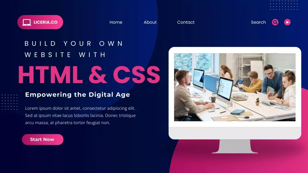 إنشاء صفحة موقع إلكتروني بإستخدام HTML, CSS