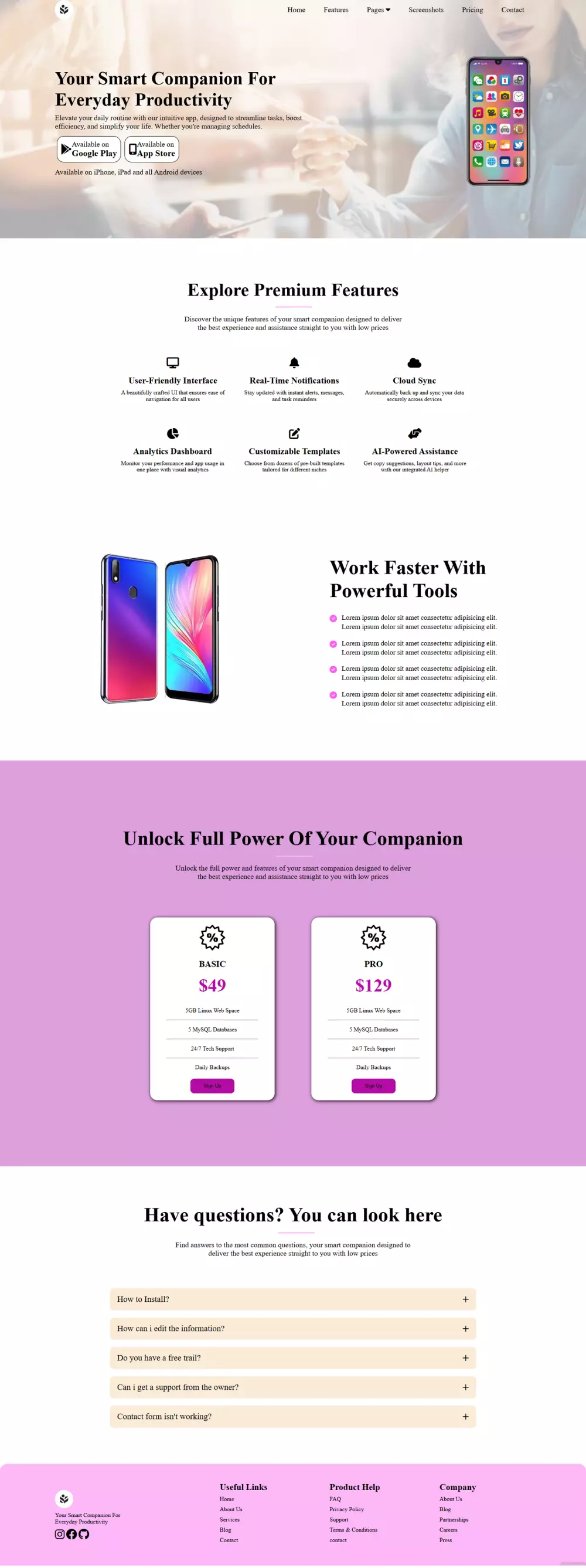 إنشاء صفحة موقع إلكتروني بإستخدام HTML, CSS