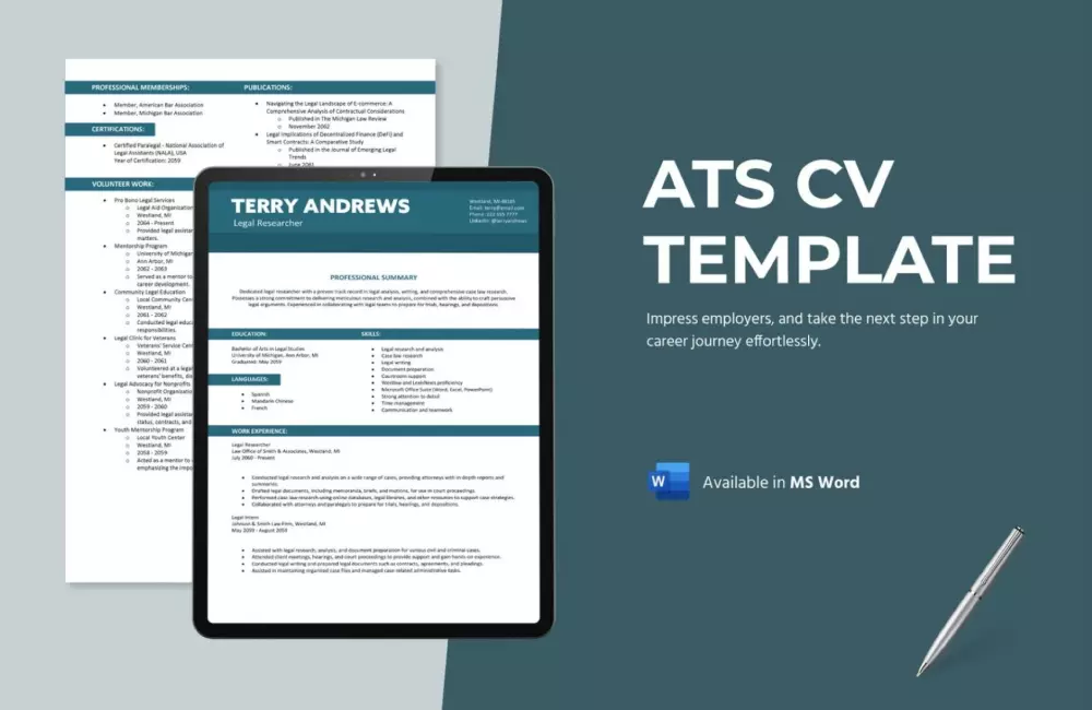 كتابة سيرة ذاتية احترافية Professional CV توافق نظام ATS