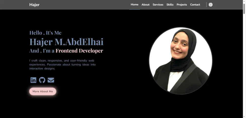 سأقوم بتصميم وبناء صفحة ويب شخصية (Portfolio) كاملة واحترافية باستخدام HTML وCSS وJavaScript