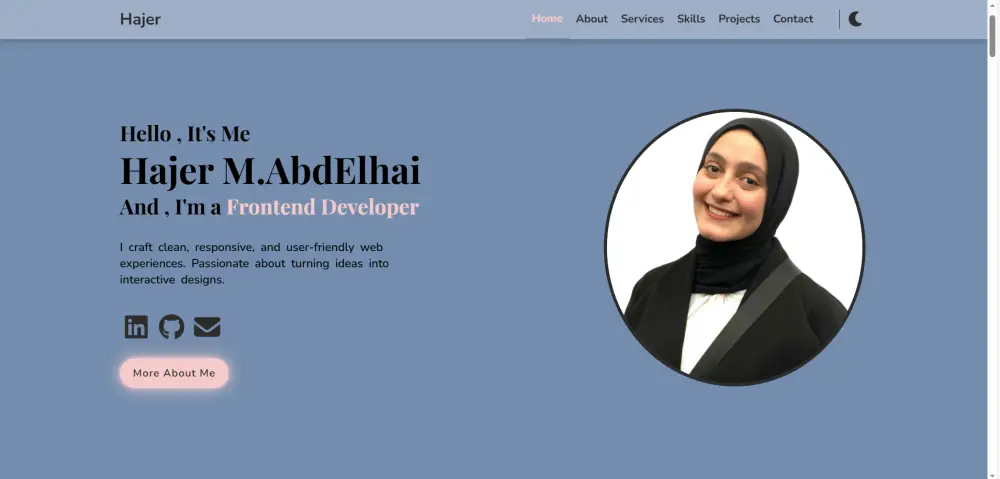 سأقوم بتصميم وبناء صفحة ويب شخصية (Portfolio) كاملة واحترافية باستخدام HTML وCSS وJavaScript