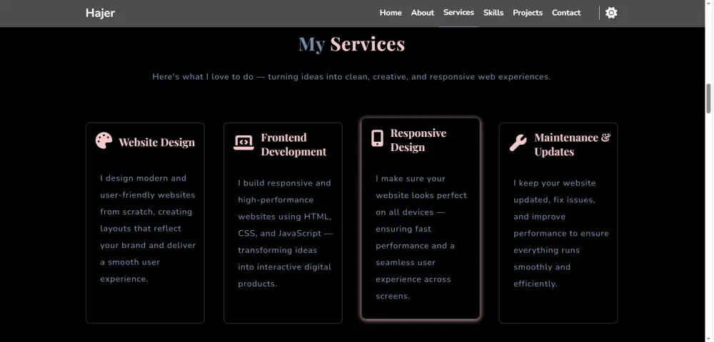 سأقوم بتصميم وبناء صفحة ويب شخصية (Portfolio) كاملة واحترافية باستخدام HTML وCSS وJavaScript