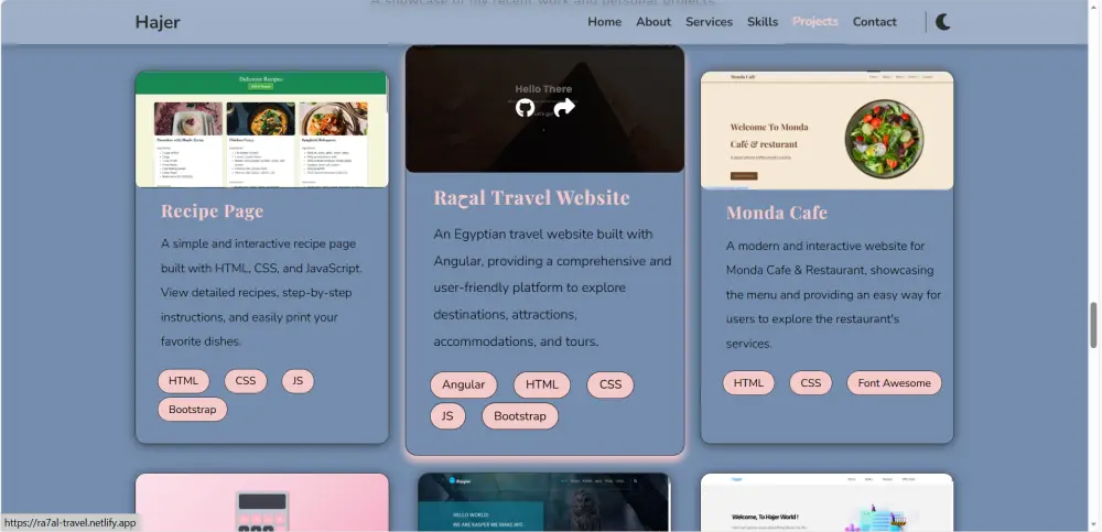 سأقوم بتصميم وبناء صفحة ويب شخصية (Portfolio) كاملة واحترافية باستخدام HTML وCSS وJavaScript