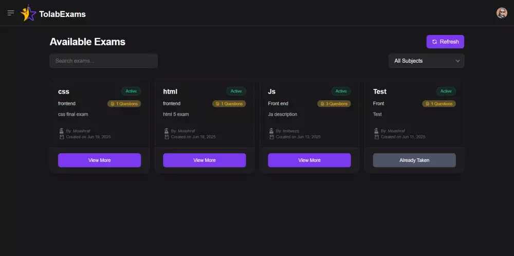 إنشاء منصة اختبارات تفاعلية احترافية للطلاب والمدرسين