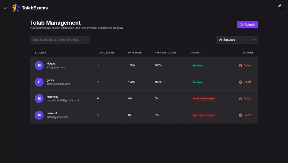 إنشاء منصة اختبارات تفاعلية احترافية للطلاب والمدرسين