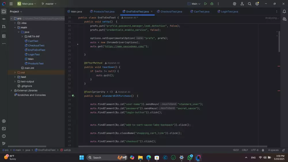 Automation Testing for Website