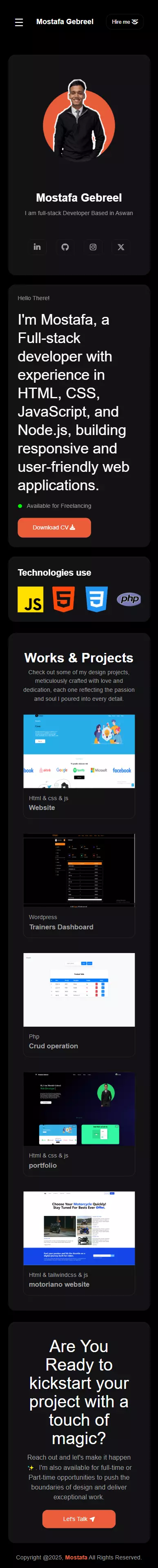 تصميم portfolio جذاب ومتجاوب