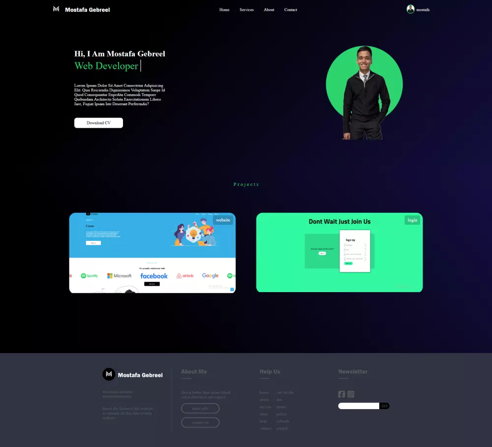 تصميم portfolio جذاب ومتجاوب