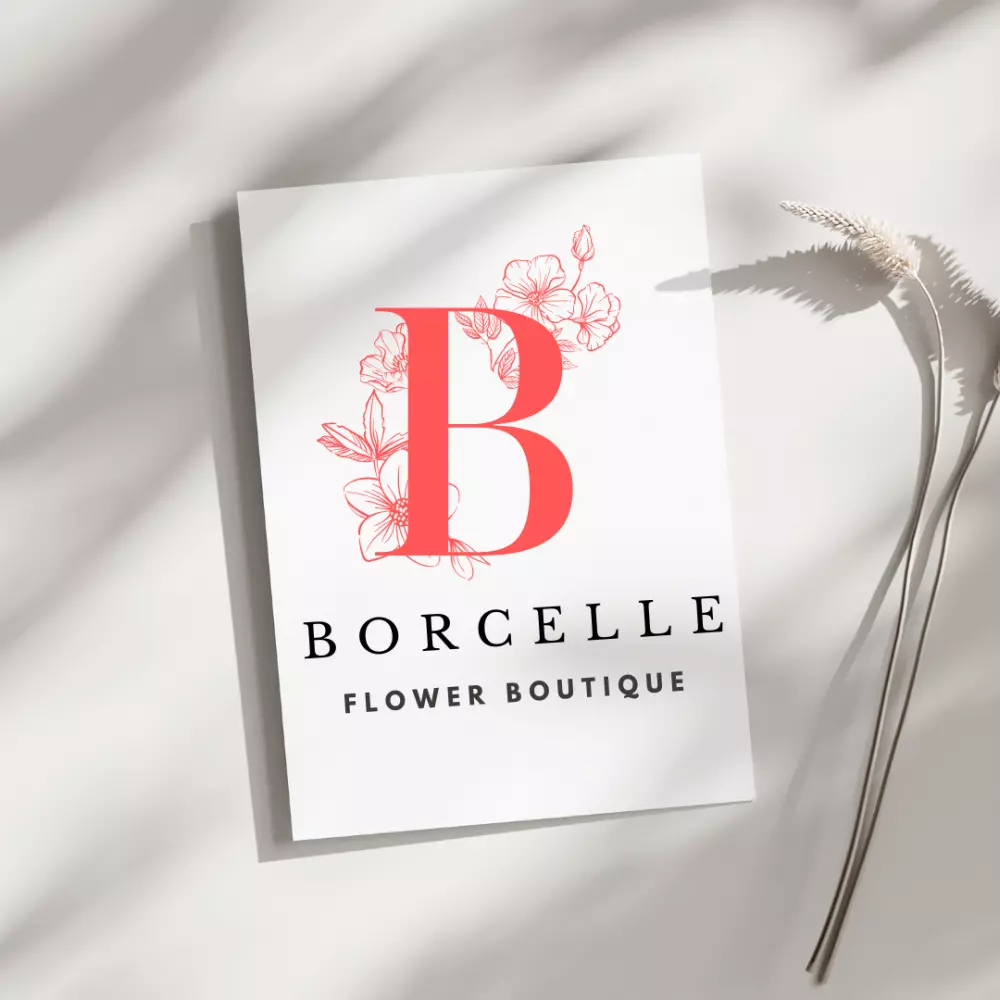 تصميم لوجو أنثوي أنيق لبراند أو بوتيك ورد (Borcelle Style)