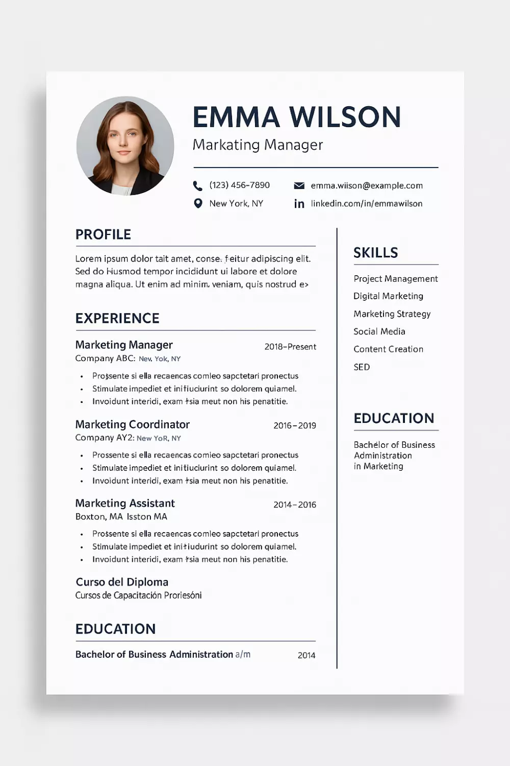 كتابه سيرة ذاتية احترافية