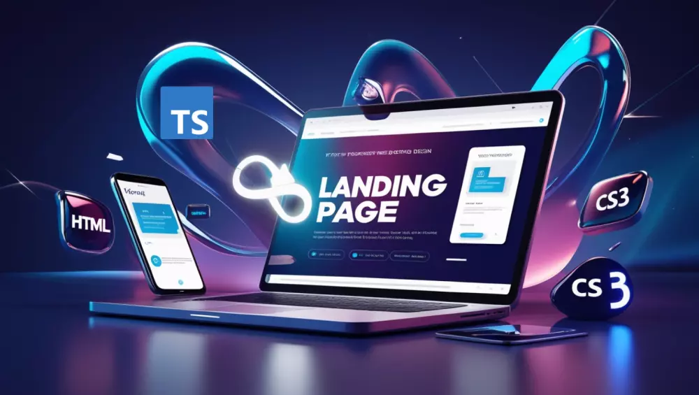 Landing Page صفحة هبوط باستخدام TypeScript , HTML , CSS او javaScript