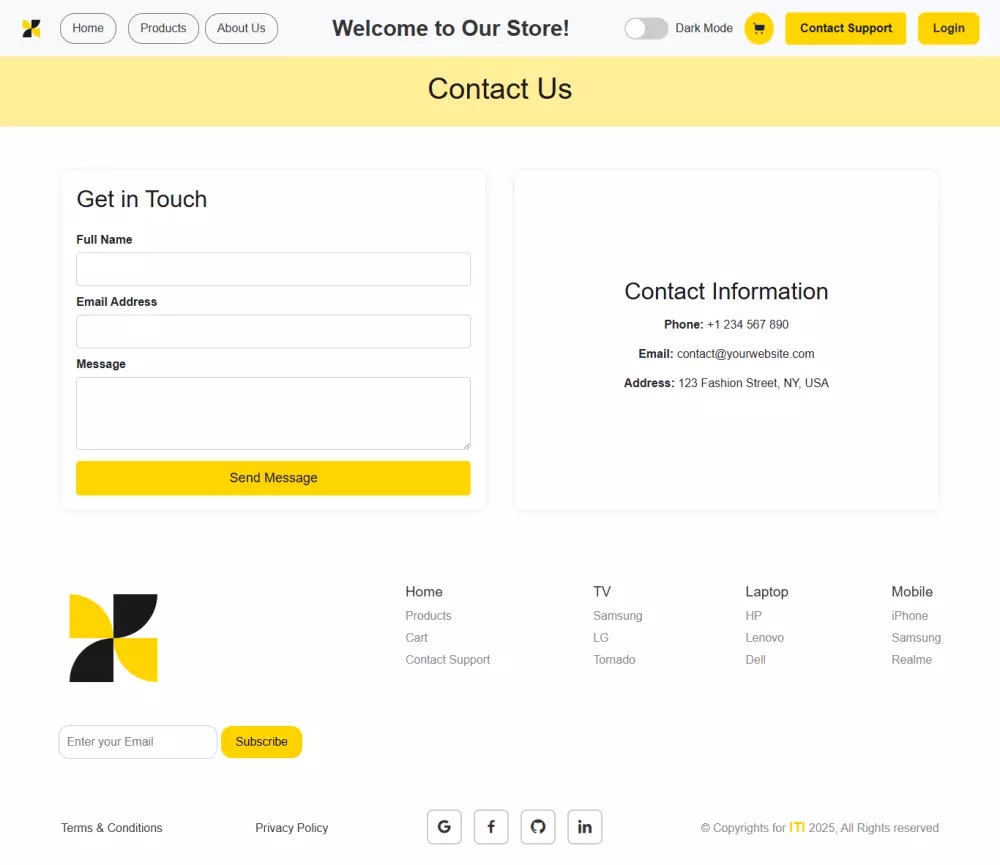 Landing Page صفحة هبوط باستخدام TypeScript , HTML , CSS او javaScript