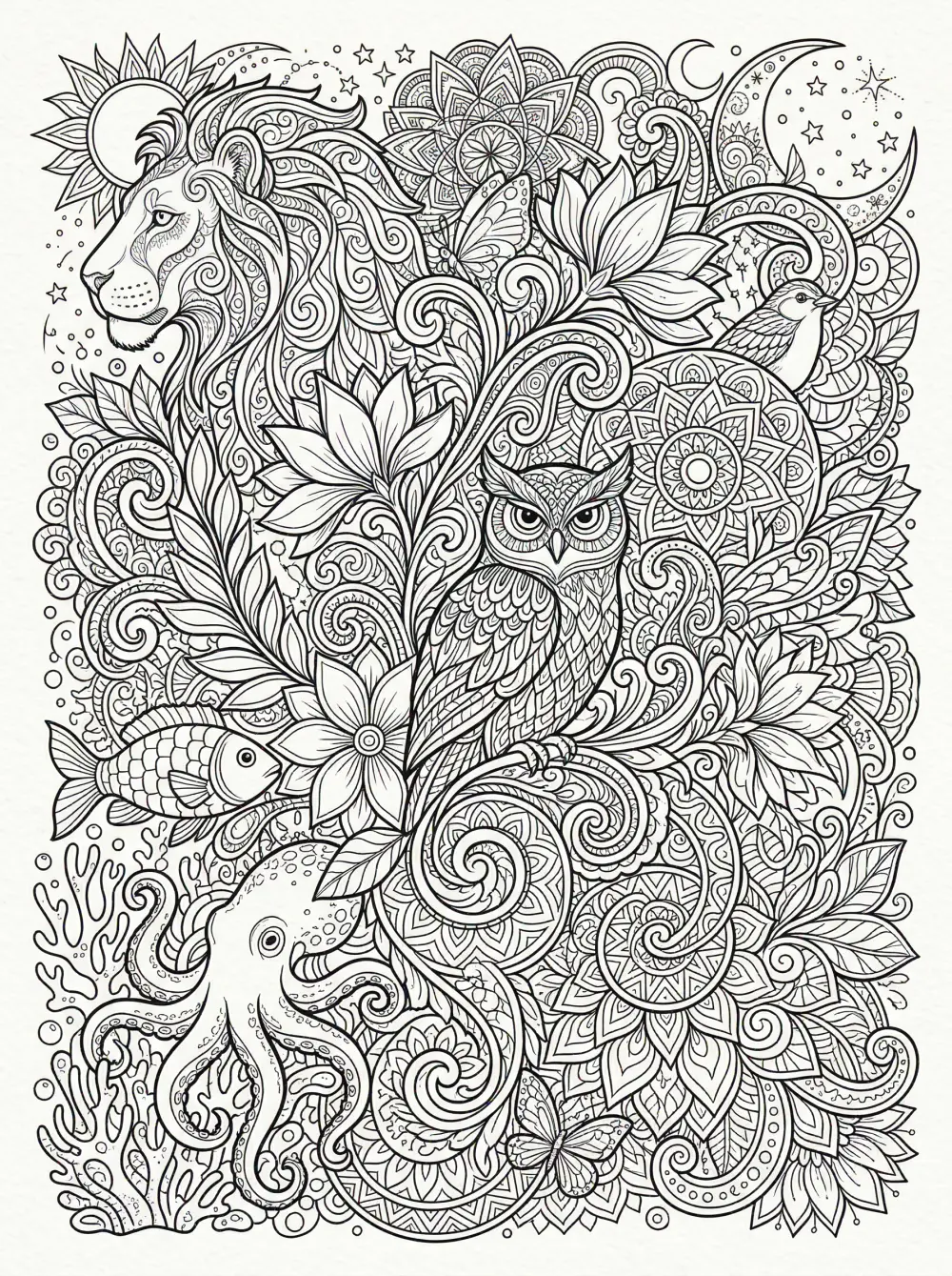 تصميم رسومات Line Art احترافية للتلوين أو الطباعة (Zentangle Style)