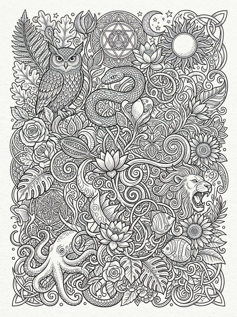تصميم رسومات Line Art احترافية للتلوين أو الطباعة (Zentangle Style)