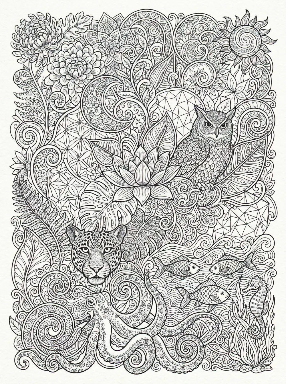 تصميم رسومات Line Art احترافية للتلوين أو الطباعة (Zentangle Style)