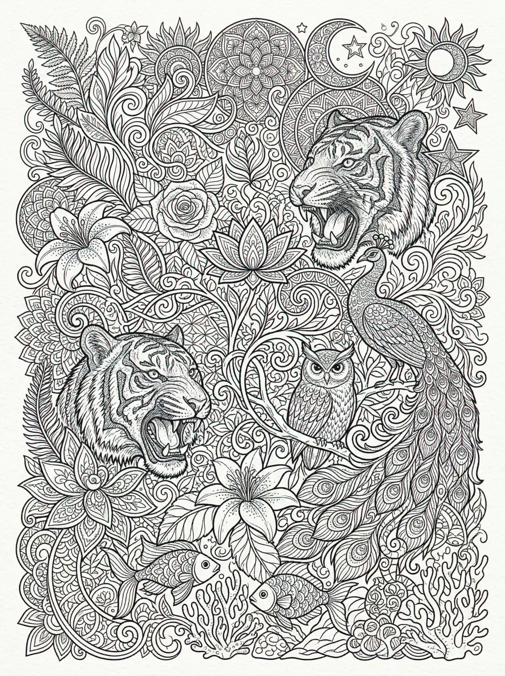 تصميم رسومات Line Art احترافية للتلوين أو الطباعة (Zentangle Style)