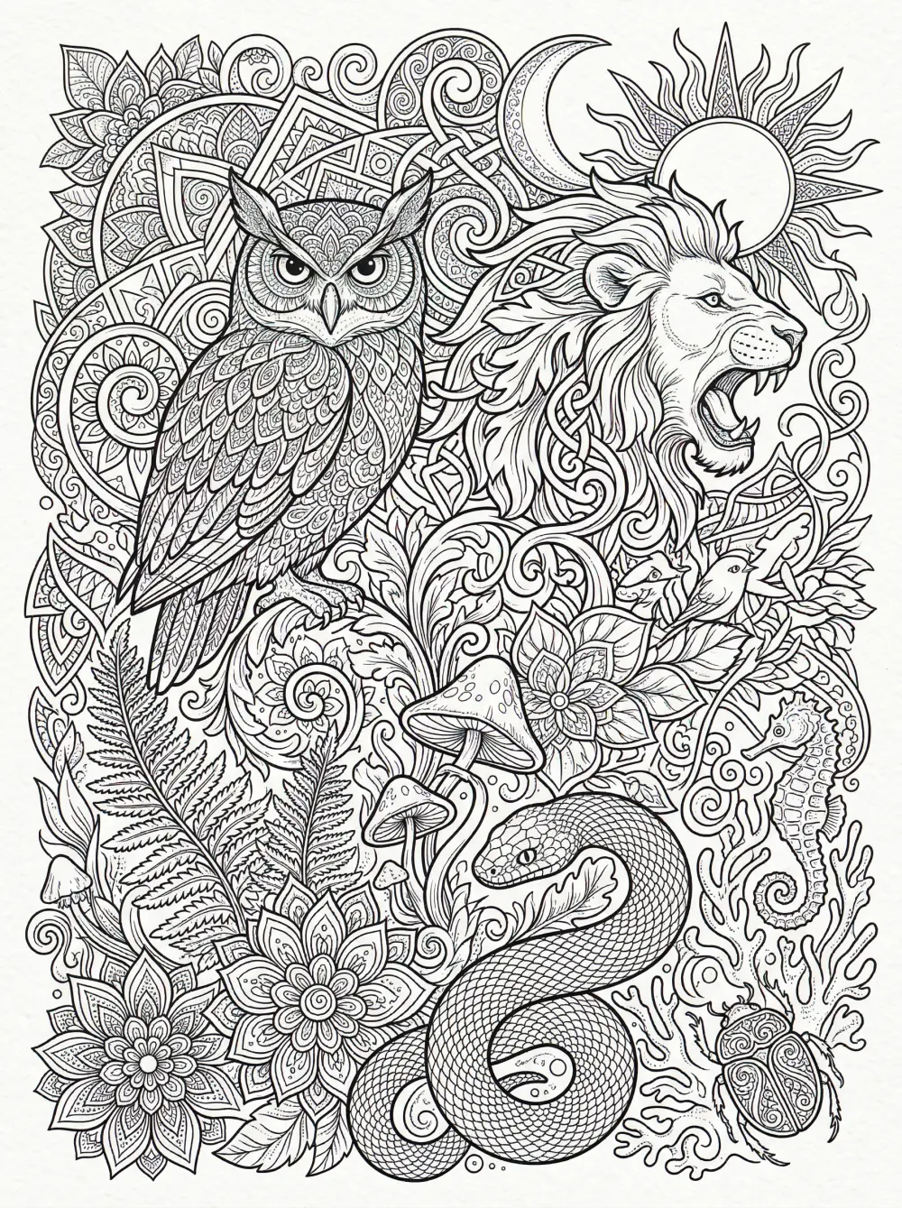 تصميم رسومات Line Art احترافية للتلوين أو الطباعة (Zentangle Style)