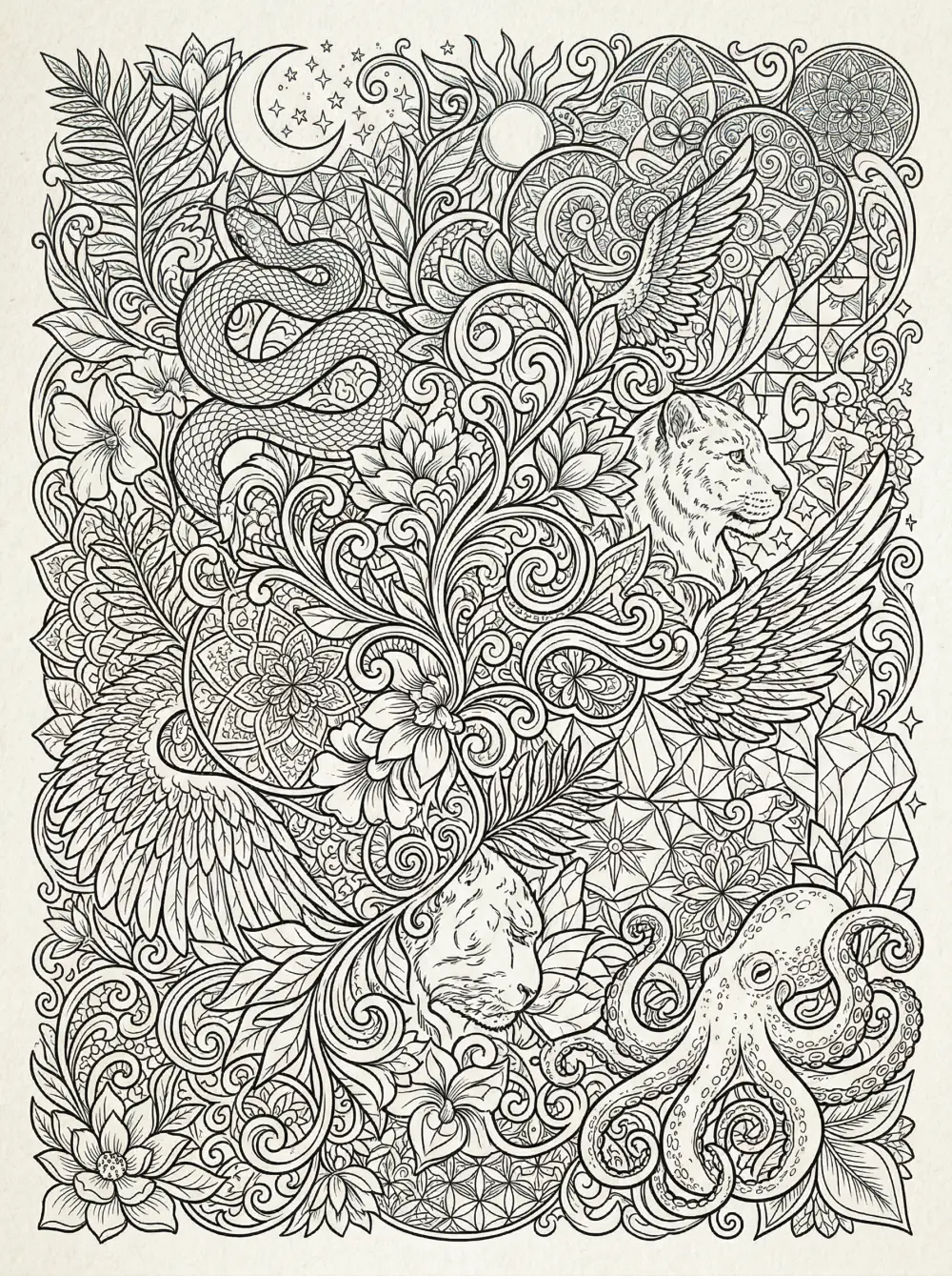 تصميم رسومات Line Art احترافية للتلوين أو الطباعة (Zentangle Style)