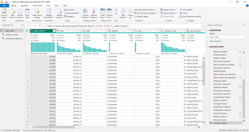 تنظيف وتهيئة البيانات من خلال الاكسل وباور بي آي