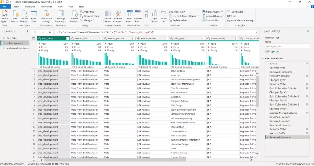 تنظيف وتهيئة البيانات من خلال الاكسل وباور بي آي