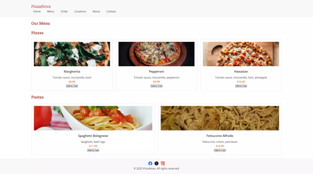 عمل موقع بيتزا