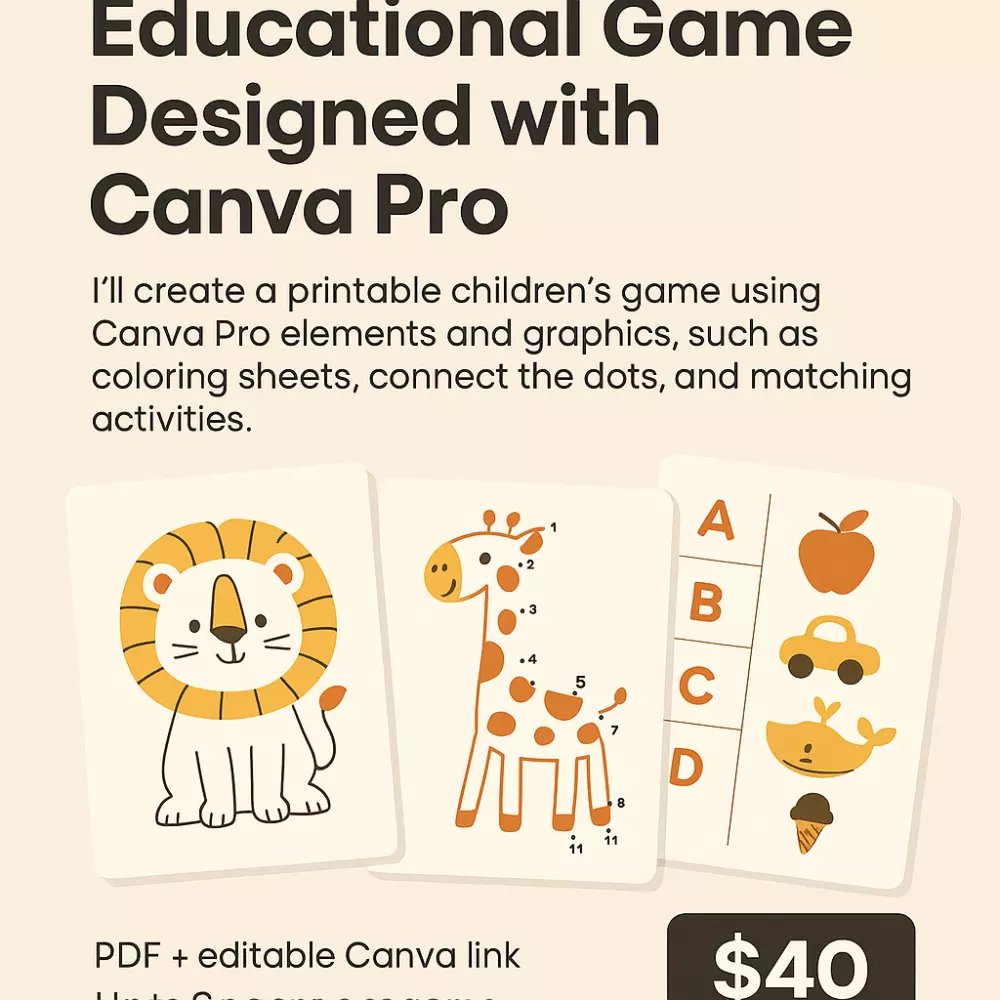 تصميم ألعاب تعليمية مطبوعة للأطفال باستخدام Canva Pro