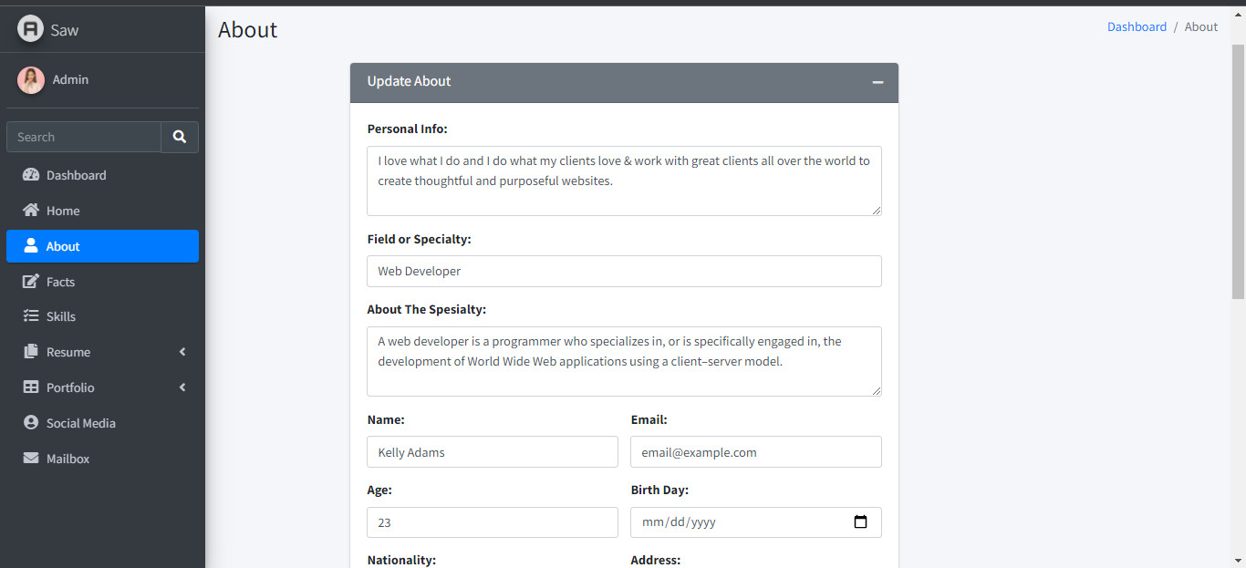 تصميم وبرمجة موقع شخصي