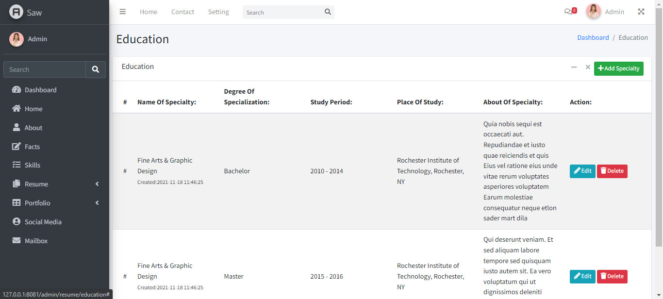 تصميم وبرمجة موقع شخصي