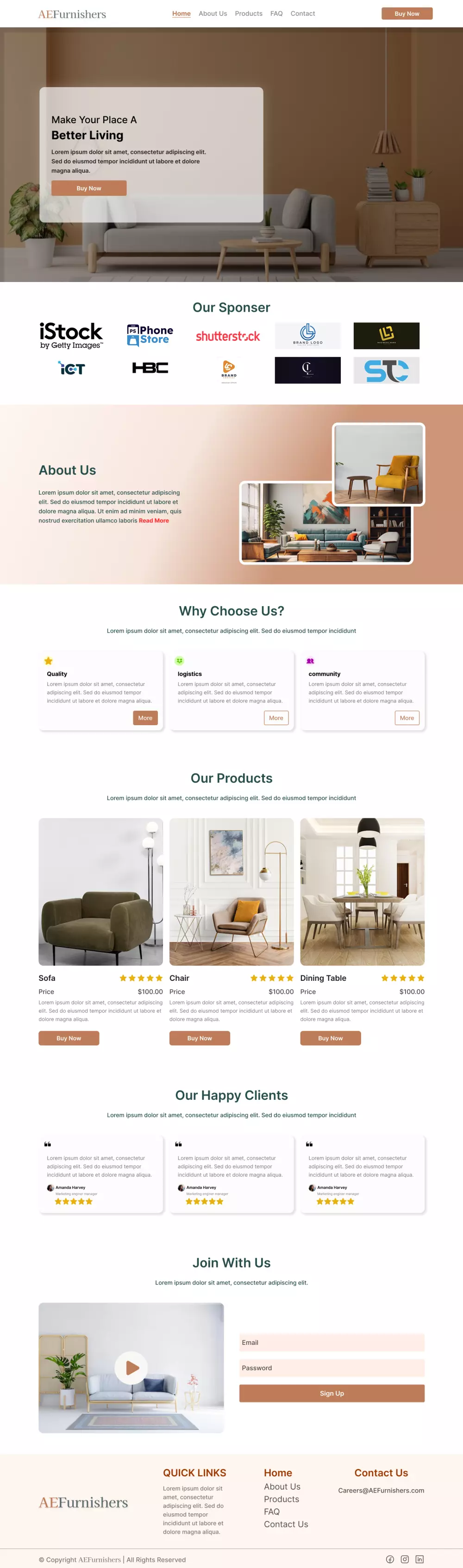 furniture Landing Page (صفحه هبوط)