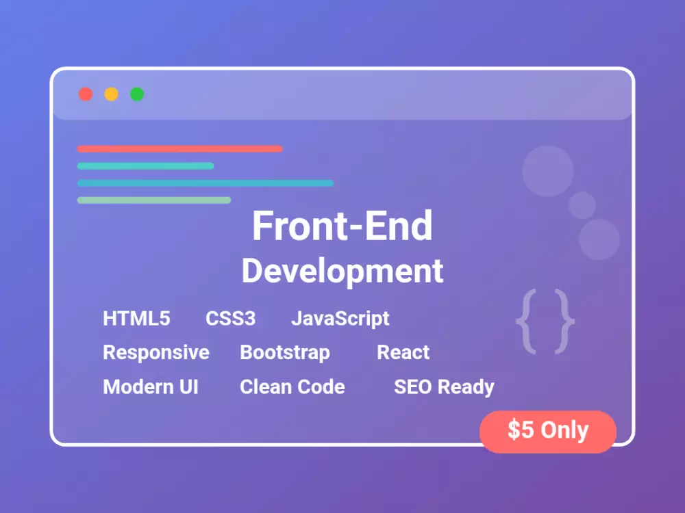 تصميم أي صفحة ويب Front-End احترافية مقابل 5 دولار فقط