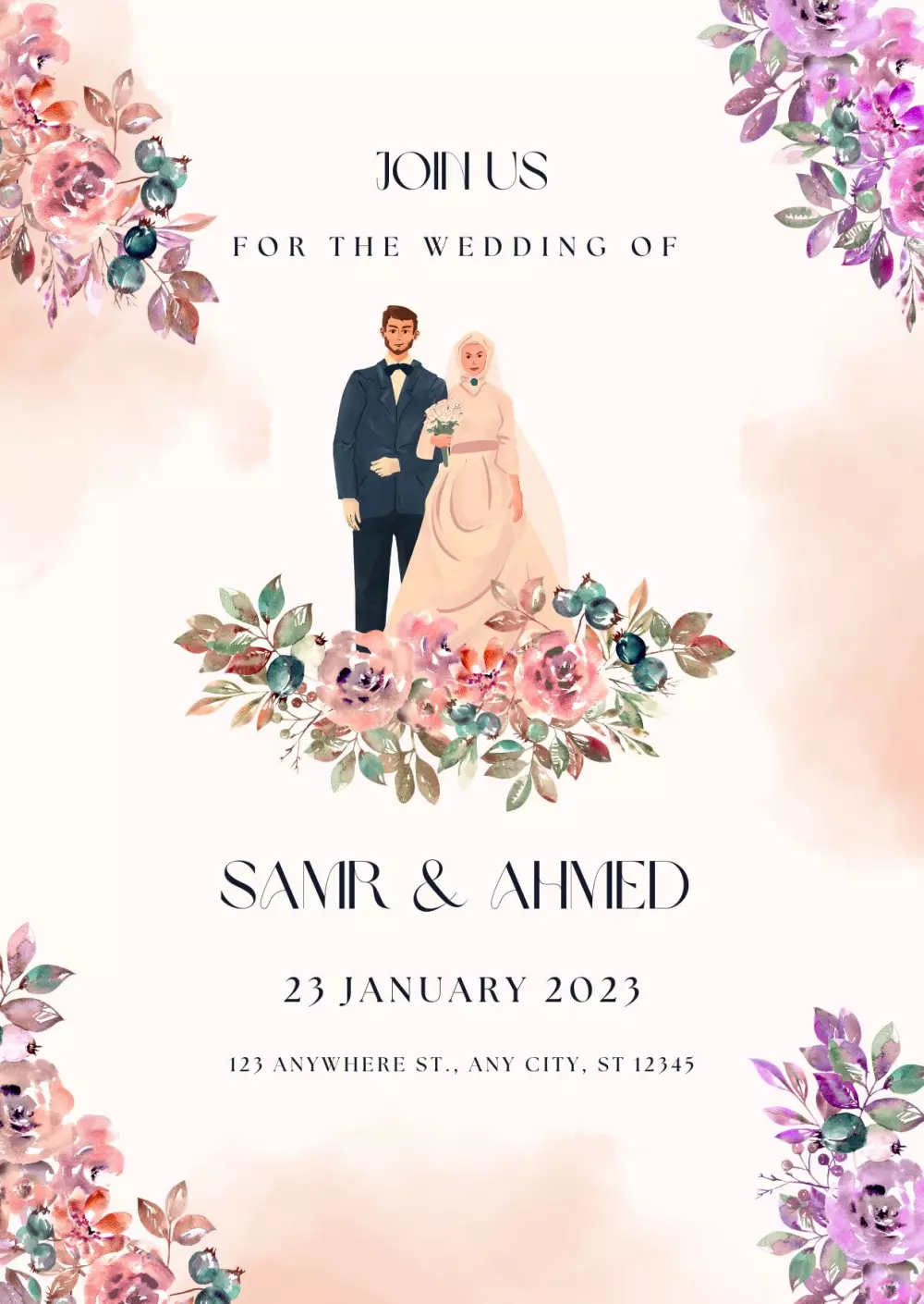 تصميم دعوة زفاف او مناسبة