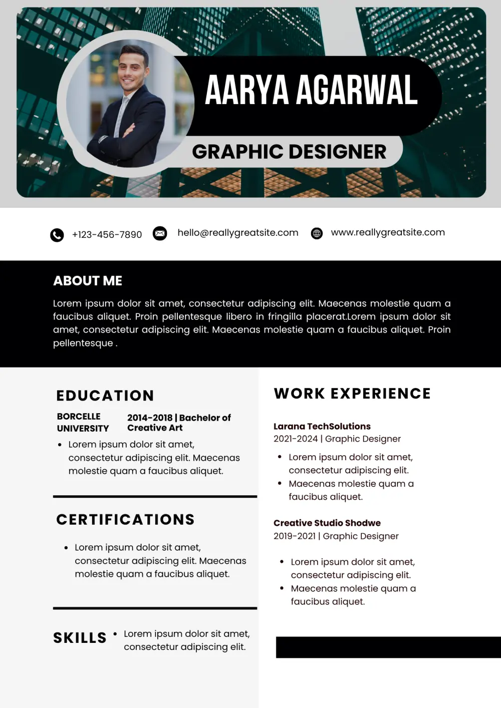 تصميم سيرة ذاتية Infographic CV احترافية وجذابة