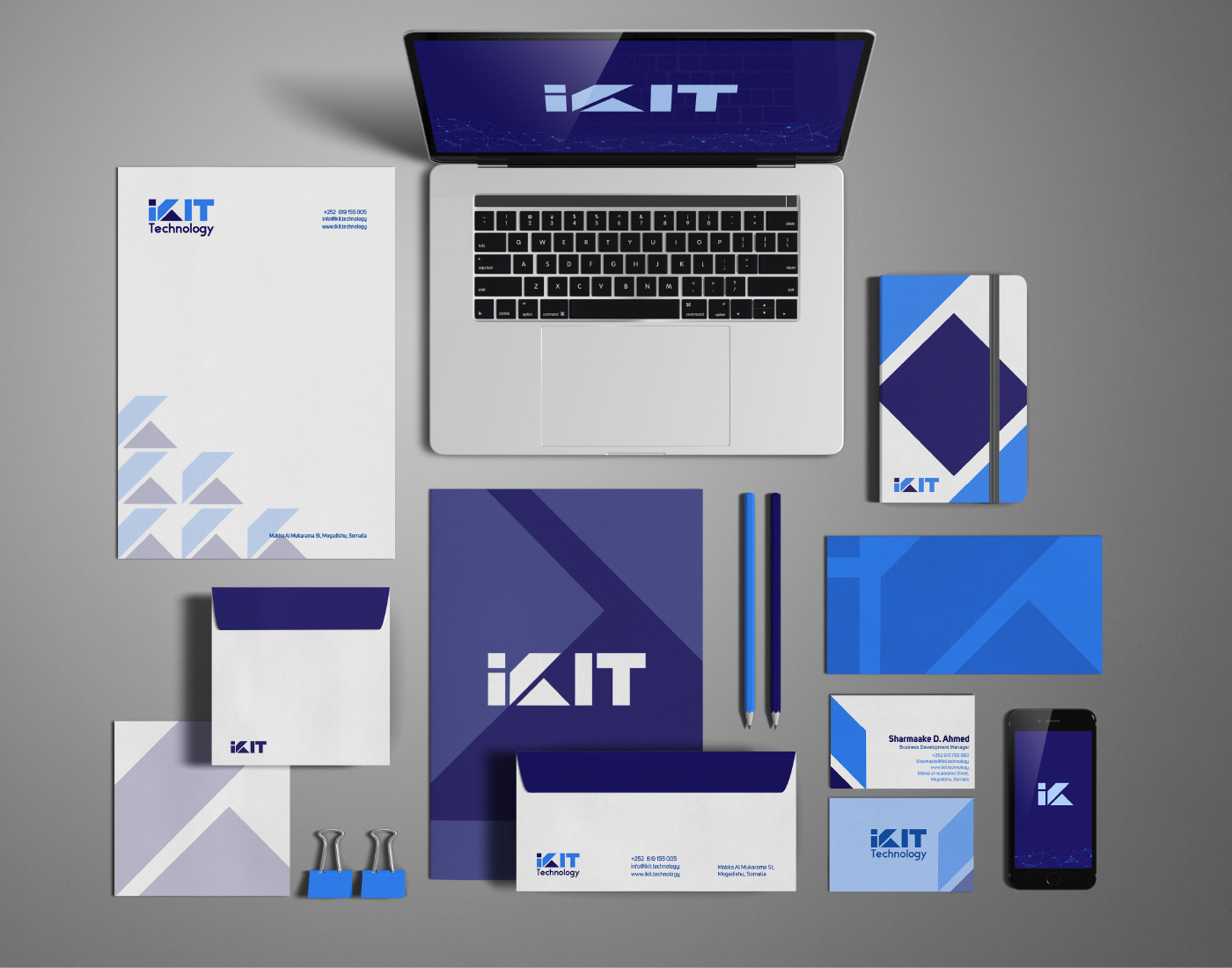 تصميم كرت أعمال + مصنف شركة + ورق مراسلات + ظرف سي دي