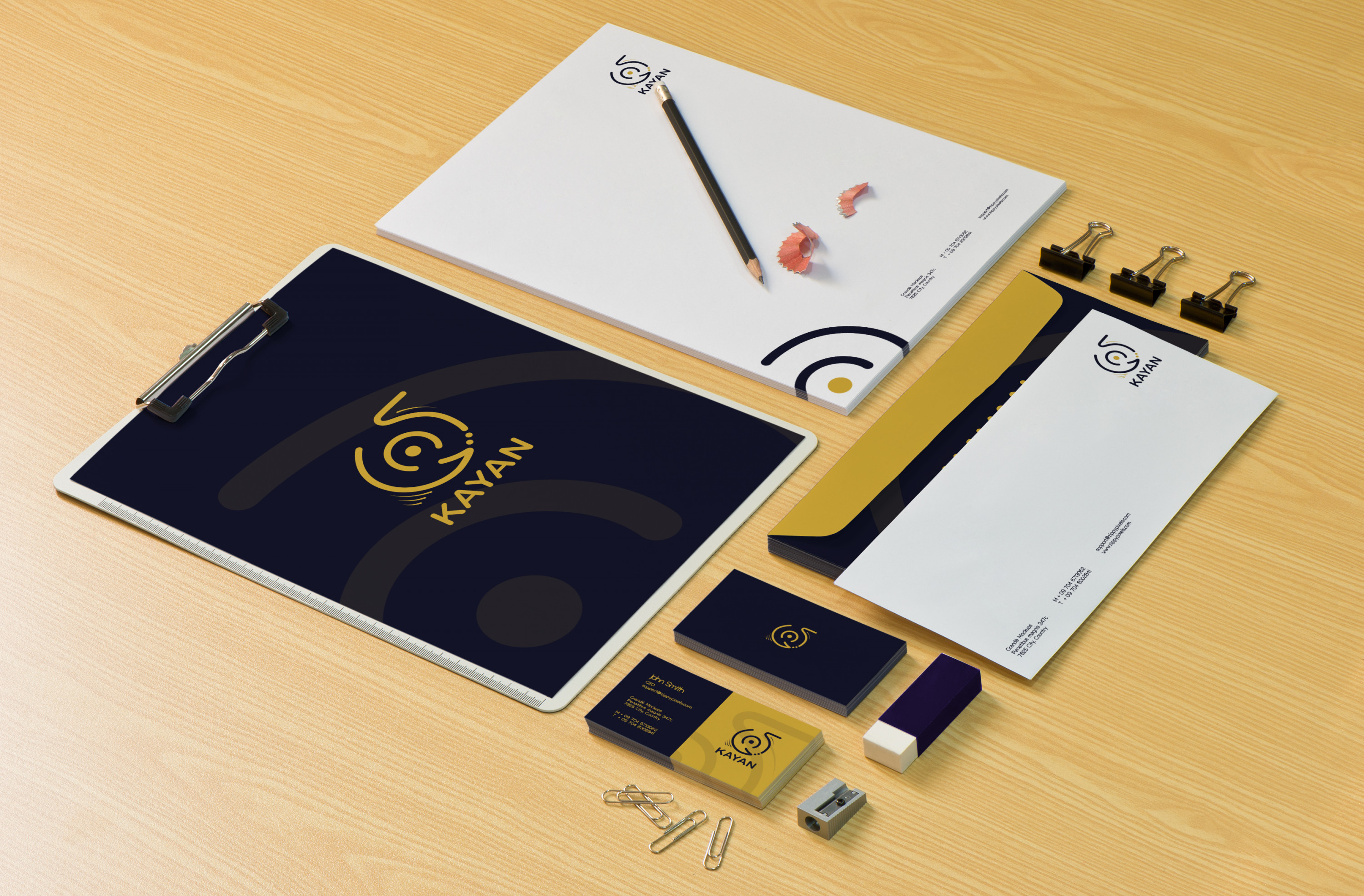 تصميم كرت أعمال + مصنف شركة + ورق مراسلات + ظرف سي دي