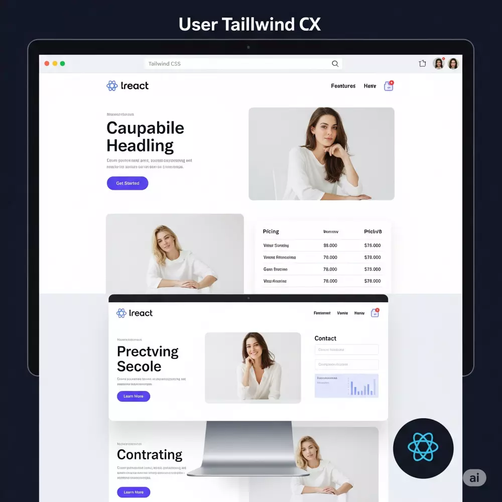 تصميم وتطوير صفحة هبوط احترافية ومتجاوبة باستخدام React وTailwind CSS