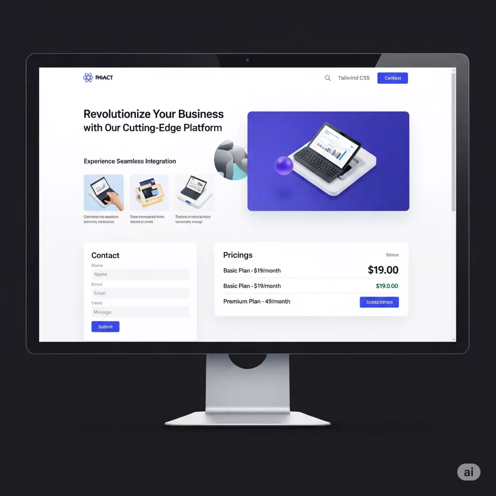 تصميم وتطوير صفحة هبوط احترافية ومتجاوبة باستخدام React وTailwind CSS