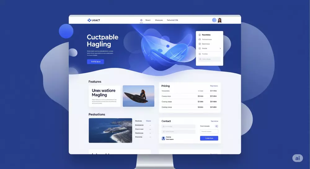 تصميم وتطوير صفحة هبوط احترافية ومتجاوبة باستخدام React وTailwind CSS